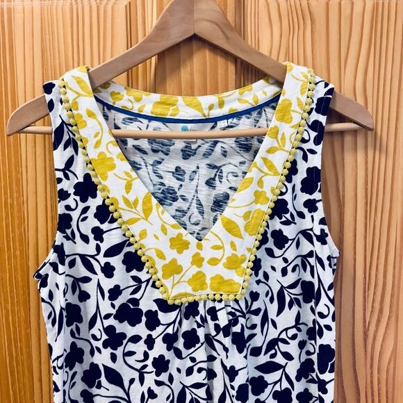 Boden Black and Yellow Floral Midi Sleeveless Dress size 6 US - Picture 2 of 7